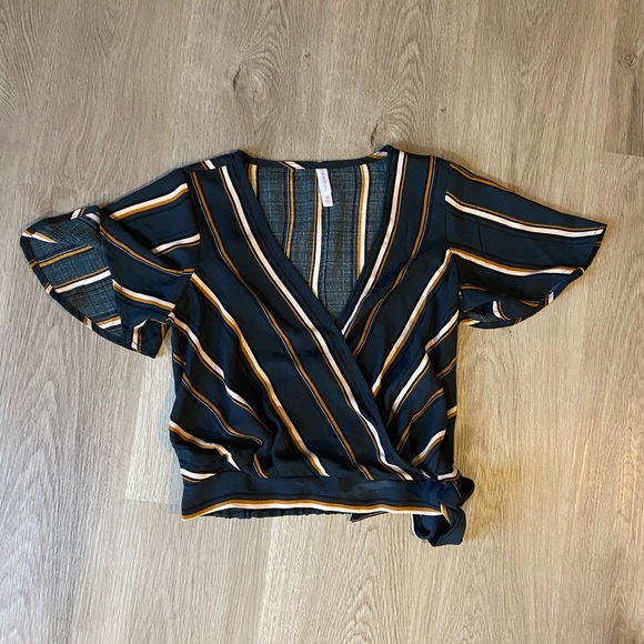 Striped Wrap Top - Picture 1 of 2